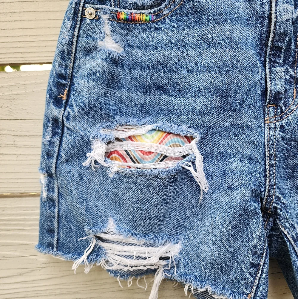 American Eagle Pride Denim Highest Rise Baggy Shorts